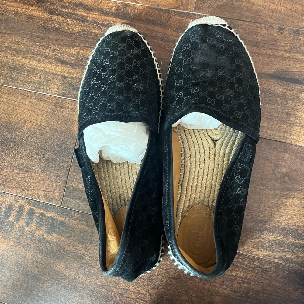 Gucci Black GG Velvet Espadrilles